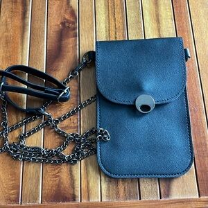 Black Crossbody card case phone case touch screen. Removable chain strap​